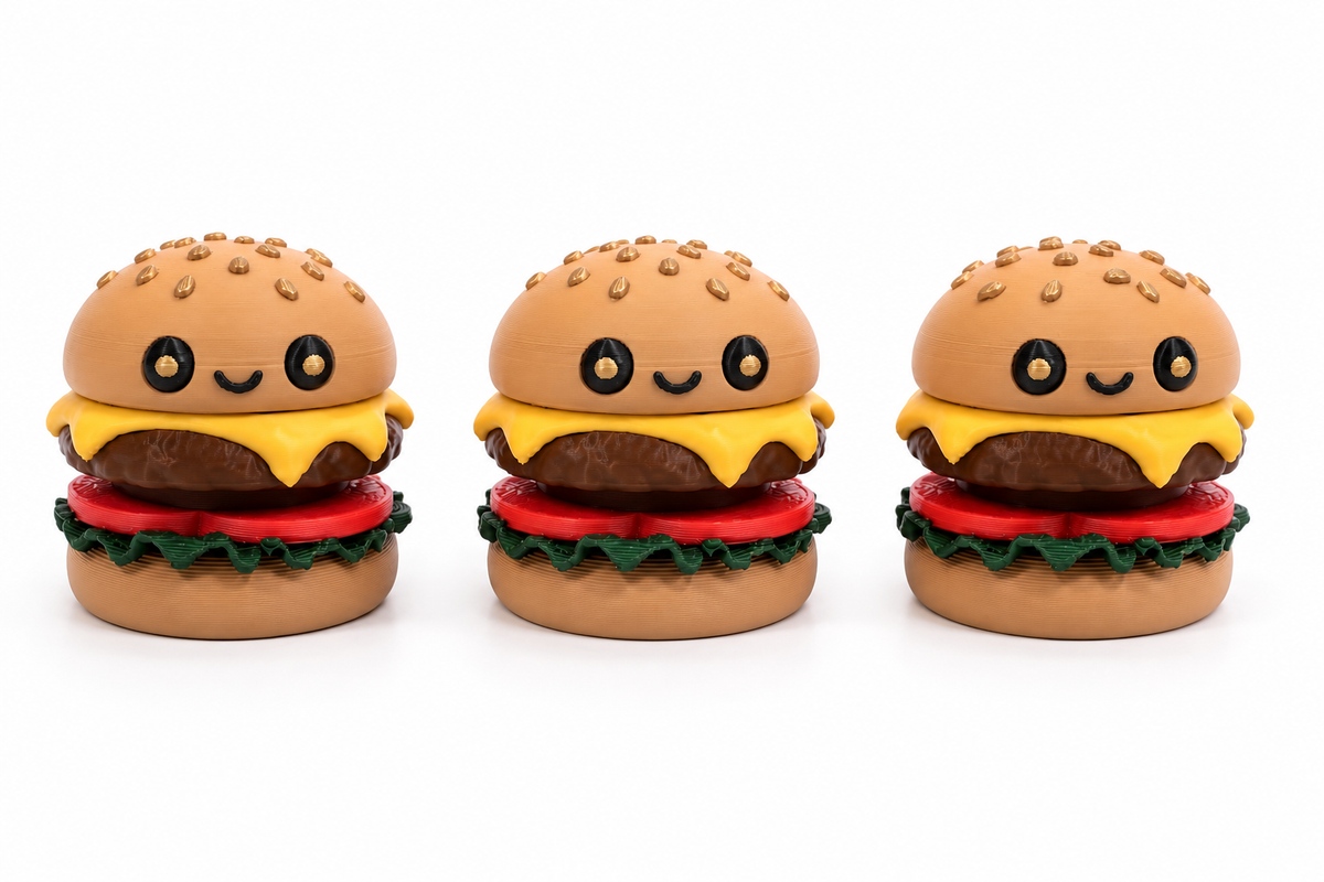 3D Printed Cheeseburger Clicker | Cute Food Fidget Toy